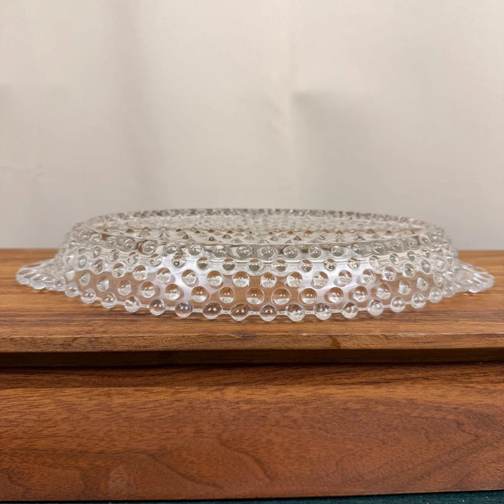 Vintage Duncan Miller Clear Hobnail Glass Divided Relish Dish Serving Tray